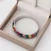Pulseira de cobre banhado a ouro com zircônia colorida incrustada, pulseira com fivela de personalidade e moda, atacado