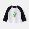 Camisa Básica Básica de Algodão Puro Roupas de Primavera e Outono Roupas Infantis de Outono Interior Meninos Manga Comprida Camiseta Branca