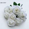 Buquê de Rosas Estilo Europeu com 9 Peças, Rosas Gelo Neve e Flores Artificiais com Diamantes para Decoração de Casa, Arranjos de Casamento e Buquês de Flores Artificiais