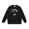 Moletom BAPE com estampa de cabeça de macaco, gola redonda em fleece, nova coleção outono/inverno, moletom casual unissex moderno para homens e mulheres, adequado para primavera e outono