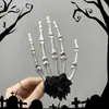 Acessório de cabeça de Halloween rosa caveira grampo de cabelo de tule para mulheres presilha lateral para cabelo acessório de festa cosplay decoração de mão de caveira