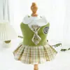 Vestido de lã xadrez jk outono e inverno para cachorro bome teddy cão pequeno e médio filhote gato roupas quentes de outono