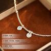 Pulsera de plata de ley 925 con piedra lunar Love para mujer, fina, sencilla, con nicho, a juego, con cuentas de plata rota de alta gama.