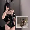 Lencería Sexy, Mono de Cuero Ajustado, Body con Cremallera y Abertura en la Entrepierna, Realce para Busto Pequeño, Uniforme de Motociclista