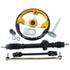 Accesorios para kart de cuatro ruedas de tubo de acero hecho en casa, volante de seis agujeros de color modificado, varilla de dirección izquierda, rótula