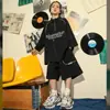 Ropa de Moda Hip-Hop para Niños Ropa de Marca Moderna para Niños Traje Negro Holgado para Niños y Niñas Ropa de Hip Hop para Actuaciones de Niños