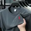 Camiseta Masculina de Algodão Puro Estilo Novo Verão 2026, Moda Casual para Meia-Idade, Gola Redonda, Respirável, Estampada, Manga Curta