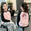 Ropa Interior de Felpa para Niñas Otoño Invierno Ropa Elegante Niña Cálido Bebé Se Puede Usar Afuera Niños Medianos y Grandes Camiseta de Manga Larga con Bloques de Color