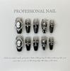 Feito à Mão Foto RealEfeito Clareador DiárioEstilo Europeu e AmericanoChrome HeartsPretoDoceFrioEspelho MágicoEstilo FrancêsUnhas Usáveis