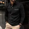 2026 Camisa Polo Masculina Outono/Inverno Novo Estilo Transfronteiriço Manga Longa Casual Bolso Cor Sólida Top Versátil