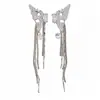Pendientes Largos Estilo Coreano con Borla de Mariposa Incrustada de Circonita, Elegantes y con Estilo, Pendientes de Lujo Ligero y de Gama Alta al por Mayor