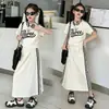 Novedad Primavera/Verano 2026 Conjunto de Vestido para Niñas Estilo Coreano Moda de Celebridad de Internet Tendencia con Estampado de Letras