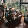 Sofá perezoso, de un solo asiento, estilo retro italiano, casual y lujoso, silla sofá de madera maciza, adecuada para salas de estar, balcones y uso doméstico