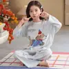 Pijama Nuevo Estilo 2026 para Niñas de Edad Media y Mayores, Ropa de Casa Linda de Cuello Redondo para Niños, Conjunto de Dibujos Animados de Manga Larga para Primavera
