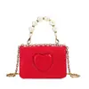 Batom em formato de coração bolsa quadrada pequena versátil fofa fresca mini moda casual feminina personalidade toque para pele oleosa bolsa transversal