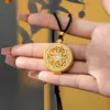 Colgante de Brújula de Ocho Tesoros con Incrustaciones de Diamantes de Moda, Parte Superior Abierta, Dios Amarillo de la Riqueza, Collar Versátil de Oro de Arena Vietnamita para Mujeres, Joyería Duradera