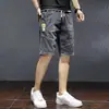 Pantalones Cortos de Mezclilla Elásticos y Ajustables para Hombre, Corte Holgado con Cordón, Estilo Delgado de Verano, Pantalones Nuevos de Longitud Media para Uso al Aire Libre, En Stock