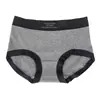 Ropa Interior de Algodón Puro Gris Cepillado Suave Cintura Media Jacquard con Patrón Oscuro Cómoda Sin Costuras Cubre Cadera Entrepierna de Seda Ropa Interior