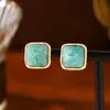 Pendientes Cuadrados de Azúcar Tendencia en Tiktok con un Toque de Lujo, Collar con Colgante de Piedra Natural, Cadena para Clavícula, Pendientes de Lujo Ligero de Moda