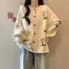 Cardigã de Tricô Verde Suéter Florido Casaco Feminino Primavera Novo Tamanho Grande Gordura Média Longo Top Redutor de Idade
