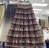 Falda de Malla Transfronteriza Falda de Pastel en Capas Otoño e Invierno 2026 Nuevo Estilo Coreano Cintura Alta Adelgazante Falda Larga de Malla Falda de Media Longitud para Mujer
