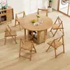 Mesa y Sillas Plegables de Madera Maciza para Comedor para Hogar B&B Apartamento Pequeño Mesa Redonda Simple Combinación Mesa de Comedor de Restaurante Estilo Nuevo Habitación de Alquiler