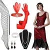 Nuevo Producto 2025 Tallas S-4XL1920 Vestido Retro Gatsby con Lentejuelas y Perlas con Escote en V Delantero y Trasero Vestido de Moda con Borlas