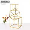 Decoração de Corredor Geométrica de Ferro Forjado Adereços de Casamento Estrutura Quadrada Tridimensional Ornamentos de Prisma Retangular Decoração de Suporte de Flores para Casamento Estrutura Quadrada de Ferro