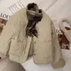 Casaco de algodão com lã de cordeiro rosa para mulheres, novo estilo coreano para outono e inverno, jaqueta curta acolchoada de lã de cordeiro, casaco de algodão espesso