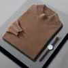 Nuevo suéter de cachemira para hombre de otoño e invierno, cuello medio alto, jersey, top holgado de manga larga, camiseta interior cálida de punto, venta al por mayor de suéteres