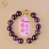 Nuevo Pulsera de Plata 925 con Amatista Sintética Boliviana y Amatista Fengjiu Pulsera de Lujo Ligero para Mujer