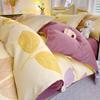 Cama de vento simples quatro peças lixamento colcha capa dormitório estudantil três peças algodão lavado à água lençol pele-friendly colcha capa atacado