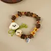 Pulsera de Grano de Café de Cerámica Jingdezhen, Refrescante y que no se decolora, Joyería de Alta Gama para Mujer, Accesorio Versátil de Nuevo Estilo Chino, Mayoreo