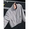 Jaqueta Masculina Cruzada Estilo Primavera e Outono, Gola Alta Americana, Design Fino, Tendência, Solta, À Prova de Vento para Uso Externo, Versátil, Casual