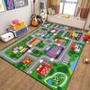 Alfombra de terciopelo cristal para estacionamiento de coches de dibujos animados para niños, tapete de juego para coches de juguete, alfombra con mapa de tráfico de la ciudad, generación de pelo