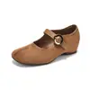 Zapatos Mary Jane para Mujer con Punta Redonda, Punta Dividida Sintética, Tacón Oculto, Corte Bajo, Correa Única, Estampado de Leopardo, Planos