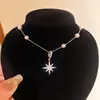 Collar Colgante Mangxing de Zirconia Perla Francesa Cadena para Clavícula de Lujo Ligero Tacto de Alta Gama Temperamento Sencillo Versátil
