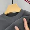 Moletom T-shirt masculino de veludo térmico dupla face transfronteiriço com gola redonda, camada de base quente de temperatura constante para outono e inverno, nova blusa masculina de manga longa