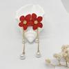 Aretes Coloridos de Flor Pintada en Spray, Aretes Coreanos Multicapa, Aretes Frescos y Versátiles con Delicados Elementos de Pétalos
