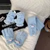Luvas Quentes Fofas de Urso Abelha para Estudante Ciclismo de Inverno à Prova de Frio Cachecol Recheado Luvas Espessadas com Veludo à Prova de Vento