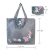 Bolsa de Compras Plegable Ecológica de Tela Oxford 210D con Botón de Presión Floral Pequeño, Bolsa de Almacenamiento Portátil para Compras de Supermercado, Venta al por Mayor