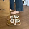 Sapatos Birkenstock Peludos Versáteis com Fecho de Velcro e Solado Grosso para Mulheres 2026 Inverno Novo Sapatos de Algodão Quentes Antiderrapantes com Forro de Lã