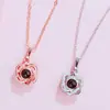Collar de Proyección de Amor 100 Idiomas Corazón a Corazón Joyería de Moda Europea y Americana Regalo del Día de la Madre Explosiones Transfronterizas