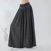 Nueva camisa de estilo chino con cuello redondo, cordón y manga larga para mujer, ropa de práctica de danza clásica estilo nacional, top de baile entallado a la cintura