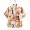Camisa de Flores Harajuku Literaria de Manga Corta para Vacaciones de Verano en la Playa Tailandia Yunnan Festival de Salpicaduras de Agua Mismo Estilo para Hombres y Mujeres Hawái