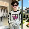 Camiseta de manga larga de algodón puro para niños, primavera y otoño, cómoda y transpirable, top de capa base para niños mayores, camisa de estilo raglán moderna y genial