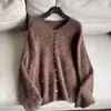 2026 Cardigan Básico de Lã e Fleece Tricotado Jaqueta Suéter Curta para Mulheres Atacado H03FS88002