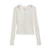 25126-Estilo Puro Desejo Moda Sexy Camiseta Falsa de Duas Peças Manga Longa para Mulheres 2025 Nova Sexy Slim Top Base