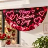 Bandera de Abanico de Medio Círculo Popular Transfronteriza para el Día de San Valentín, Tela Romántica de Corazón de Amor para Colgar en la Pared, Decoración para Fiestas Festivas, Fondo para Fotos