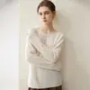 Suéter de punto grueso suelto para mujer Bai Cai Rong estilo perezoso nuevo sin costuras de cachemira pura, top de cuello redondo tipo jersey versátil